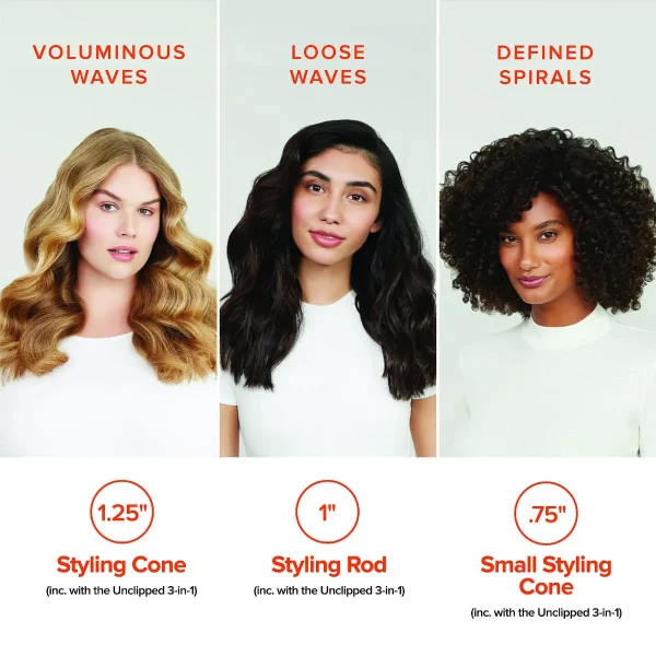 Express Ion Unclipped 3-in-1 Ceramic Interchangeable Curling Wand - Image 7